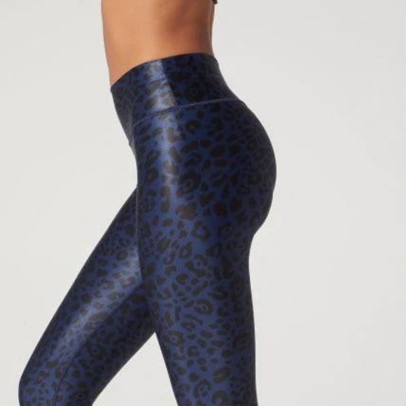 Wear It To Heart Bowie High Waist Yoga Pants / Legging - Satin Cheetah Navy - S - Picture 3 of 4